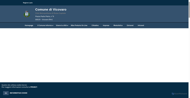 Security scan screenshot of https://www.comunedivicovaro.it/hh/index.php
