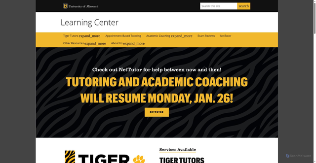 Security scan screenshot of https://learningcenter.missouri.edu/