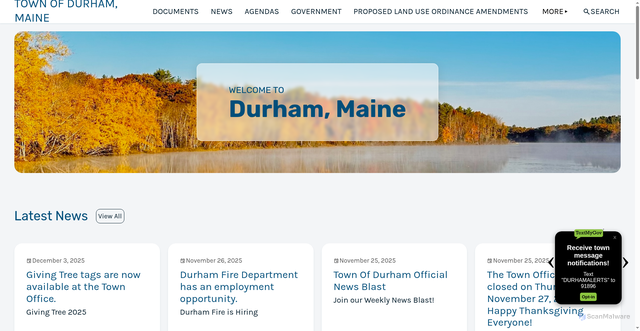 Security scan screenshot of https://durhammaine.gov/