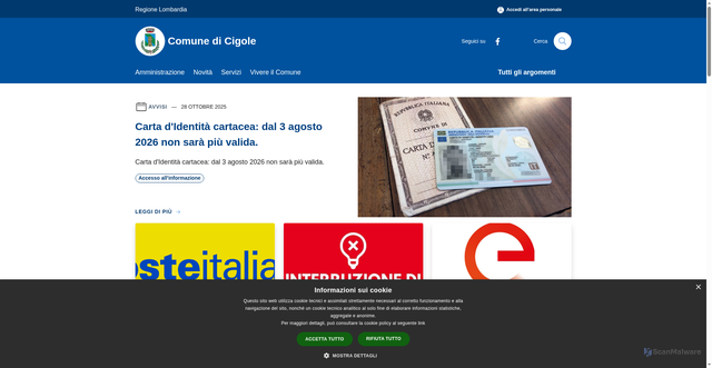 Security scan screenshot of https://www.comune.cigole.bs.it/it
