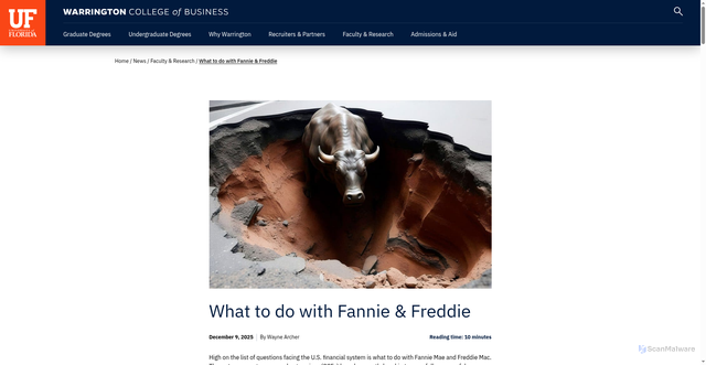 Security scan screenshot of https://warrington.ufl.edu/news/what-to-do-with-fannie-freddie/