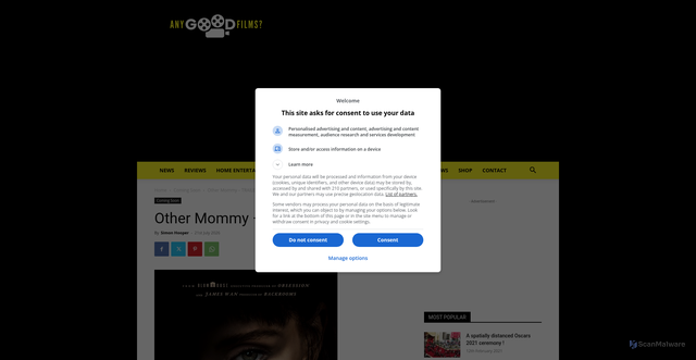 Security scan screenshot of https://anygoodfilms.com/other-mommy-trailer/