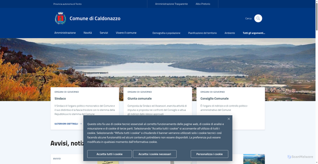 Security scan screenshot of https://www.comune.caldonazzo.tn.it/