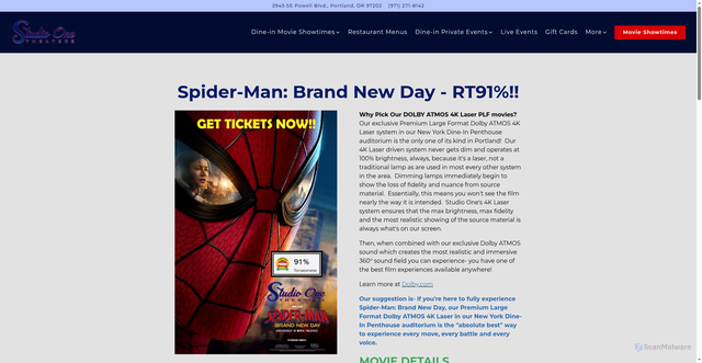 Security scan screenshot of https://www.studioonetheater.com/spiderman/