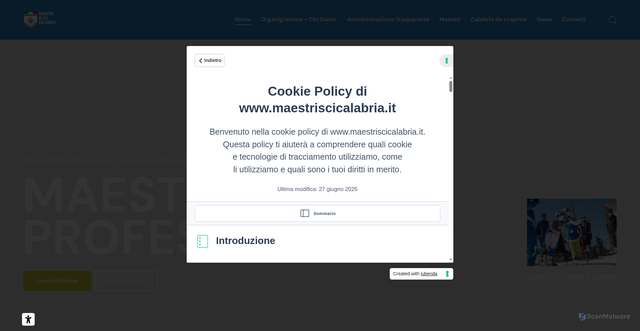 Security scan screenshot of https://www.maestriscicalabria.it/
