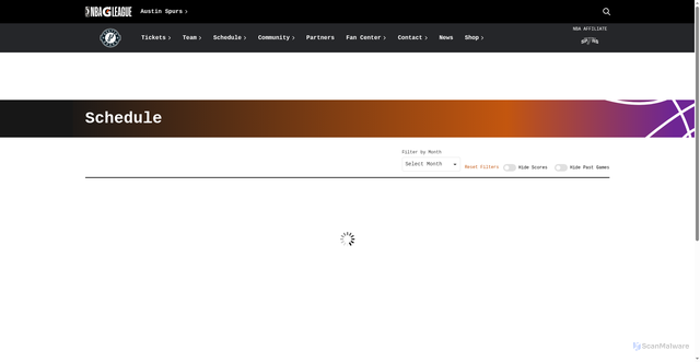 Security scan screenshot of https://austin.gleague.nba.com/schedule