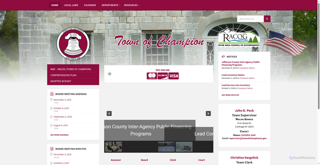 Security scan screenshot of https://townofchampionny.gov/