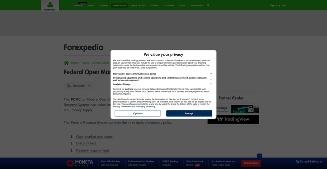 Security scan screenshot of https://www.babypips.com/forexpedia/fomc