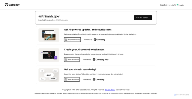 Security scan screenshot of https://antrimnh.gov/