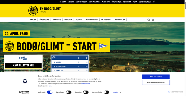 Security scan screenshot of https://www.glimt.no/