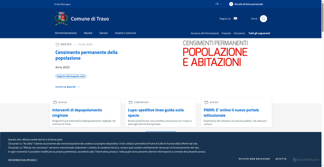 Security scan screenshot of https://www.comune.travo.pc.it/