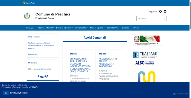 Security scan screenshot of https://comune.peschici.fg.it/