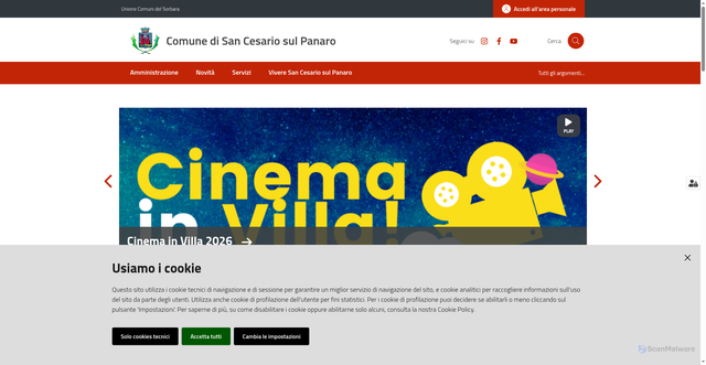 Security scan screenshot of https://www.comune.sancesariosulpanaro.mo.it