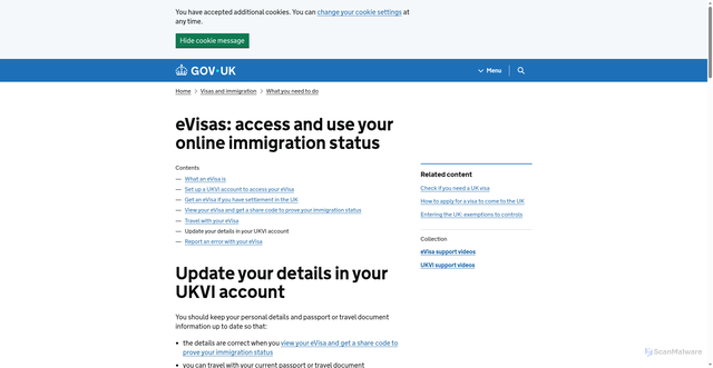 Security scan screenshot of https://update-your-details.homeoffice.gov.uk