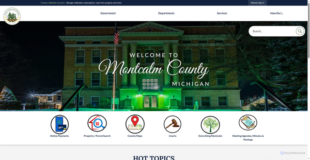 Security scan screenshot of https://montcalmcountymi.gov/