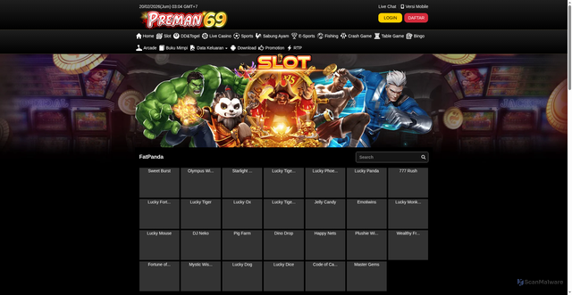 Security scan screenshot of https://apk-preman69.xyz/desktop/game/slot/fatpanda