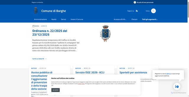 Security scan screenshot of https://www.comune.barghe.bs.it/