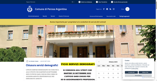Security scan screenshot of https://www.comune.perosaargentina.to.it/