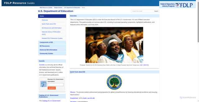 Security scan screenshot of https://libguides.fdlp.gov/us-department-of-education