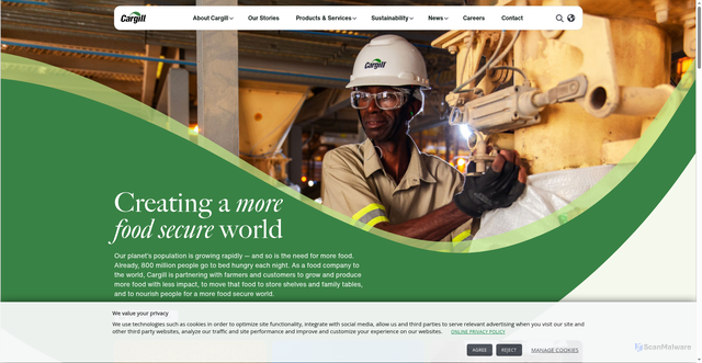 Security scan screenshot of https://www.cargill.com