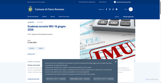 Security scan screenshot of https://www.comune.fianoromano.rm.it