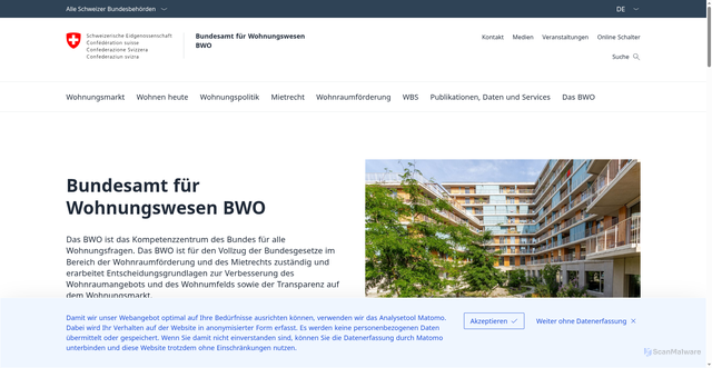 Security scan screenshot of http://www.bwo.admin.ch