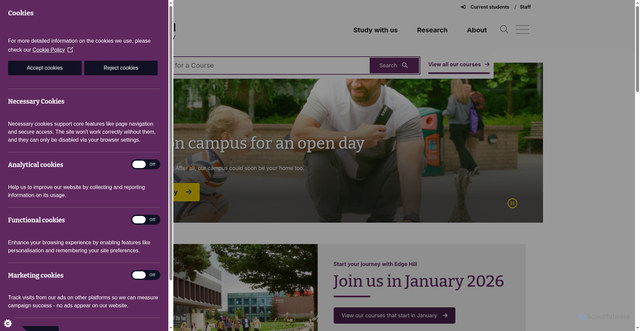 Security scan screenshot of https://www.edgehill.ac.uk/