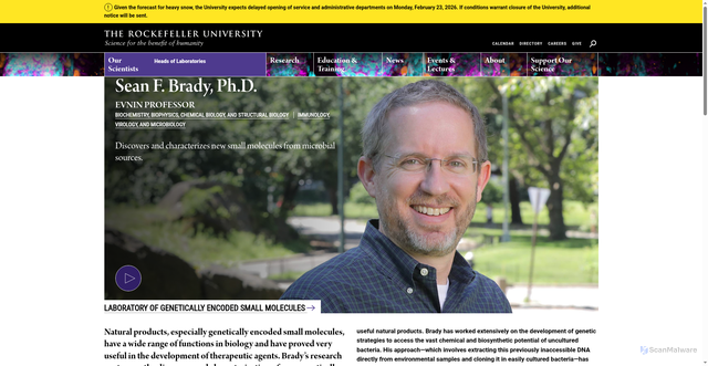 Security scan screenshot of https://www.rockefeller.edu/our-scientists/heads-of-laboratories/965-sean-f-brady/