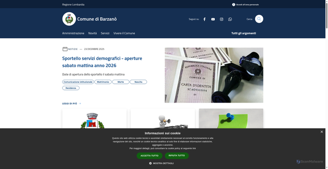 Security scan screenshot of https://www.comune.barzano.lc.it