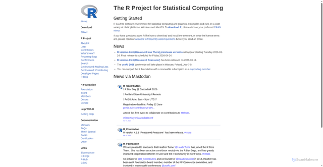 Security scan screenshot of https://www.r-project.org