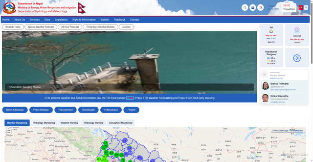 Security scan screenshot of http://www.dhm.gov.np/