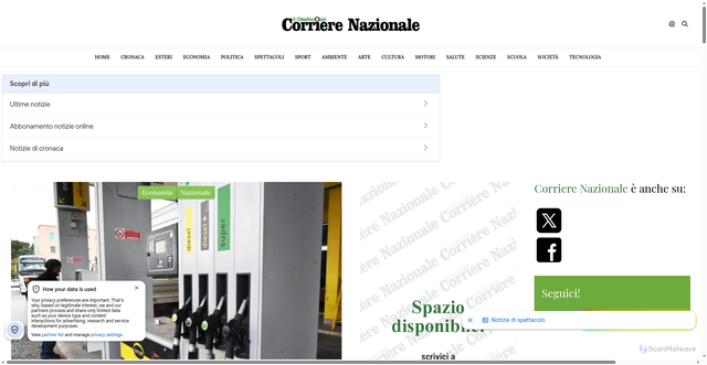 Security scan screenshot of https://www.corrierenazionale.it