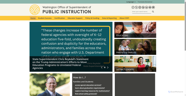 Security scan screenshot of https://ospi.k12.wa.us/