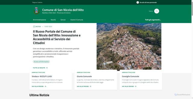 Security scan screenshot of https://comune.sannicoladellalto.kr.it/