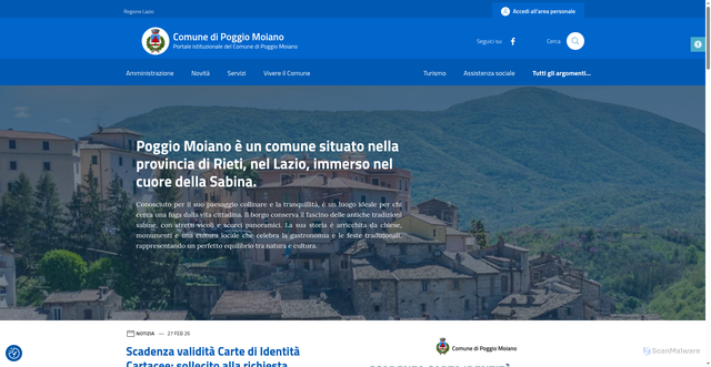 Security scan screenshot of https://comune.poggiomoiano.ri.it/