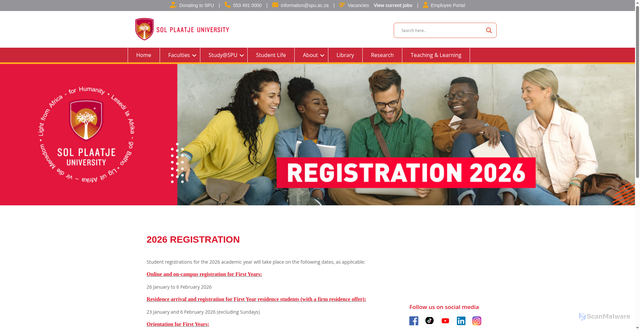 Security scan screenshot of https://solplaatjeuni.com/index.php/2026-registration/