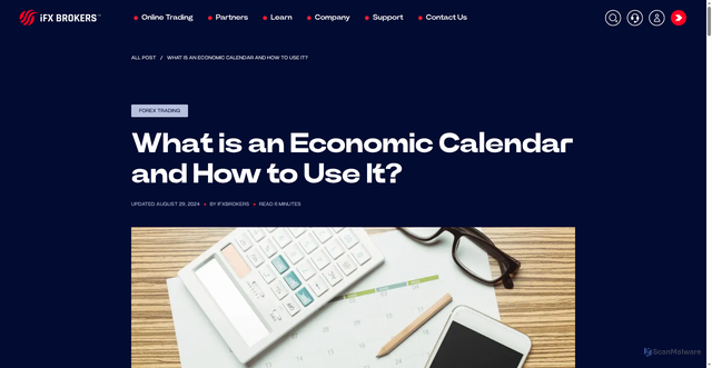 Security scan screenshot of https://ifxbrokers.com/understanding-economic-calendars/