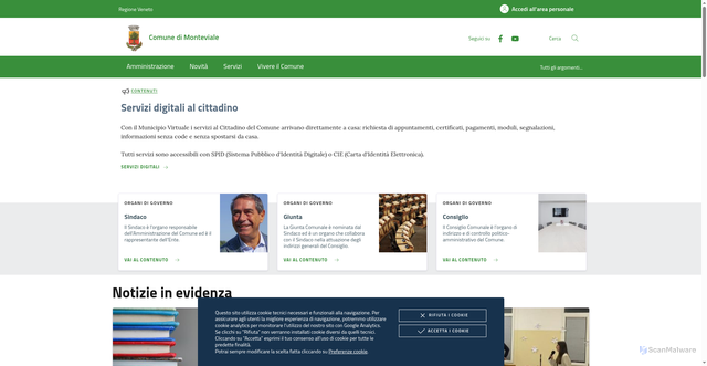 Security scan screenshot of https://www.comune.monteviale.vi.it/
