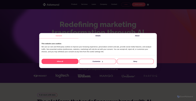 Security scan screenshot of https://adsmurai.com