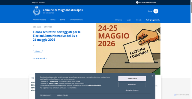 Security scan screenshot of https://www.comune.mugnano.na.it