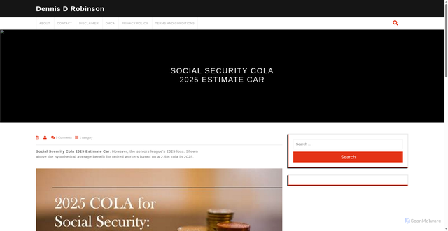 Security scan screenshot of https://dennisdrobinsonw.pages.dev/rbyjs-social-security-cola-2025-estimate-car-hkoim/