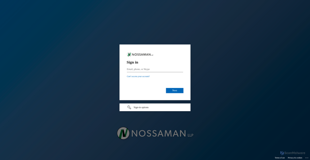 Security scan screenshot of https://nossamanlaw.sharepoint.com