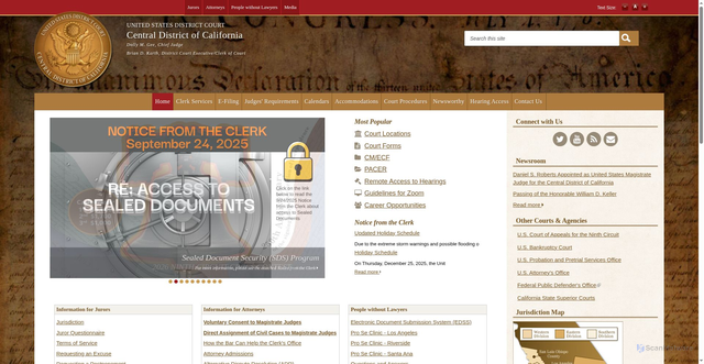 Security scan screenshot of https://apps.cacd.uscourts.gov