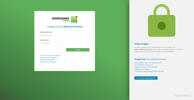 Security scan screenshot of https://werknemer.loket.nl