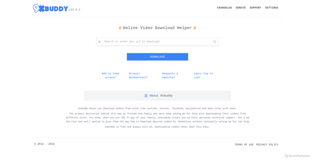 Security scan screenshot of https://9xbud.com