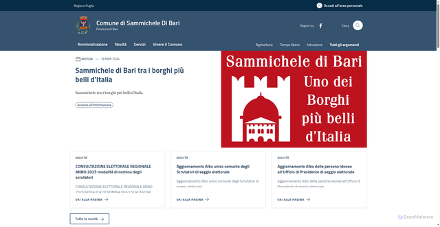 Security scan screenshot of https://comune.sammicheledibari.ba.it/