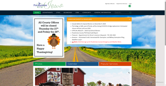 Security scan screenshot of https://pocahontascounty.iowa.gov/