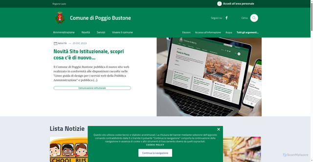 Security scan screenshot of https://www.comune.poggiobustone.ri.it/