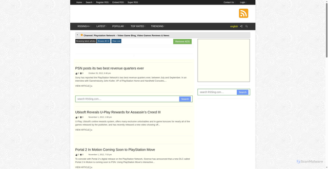 Security scan screenshot of https://playstation5211.rssing.com/index.php