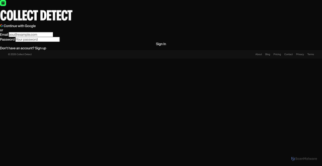 Security scan screenshot of https://collect-detect-web.pages.dev/login.html